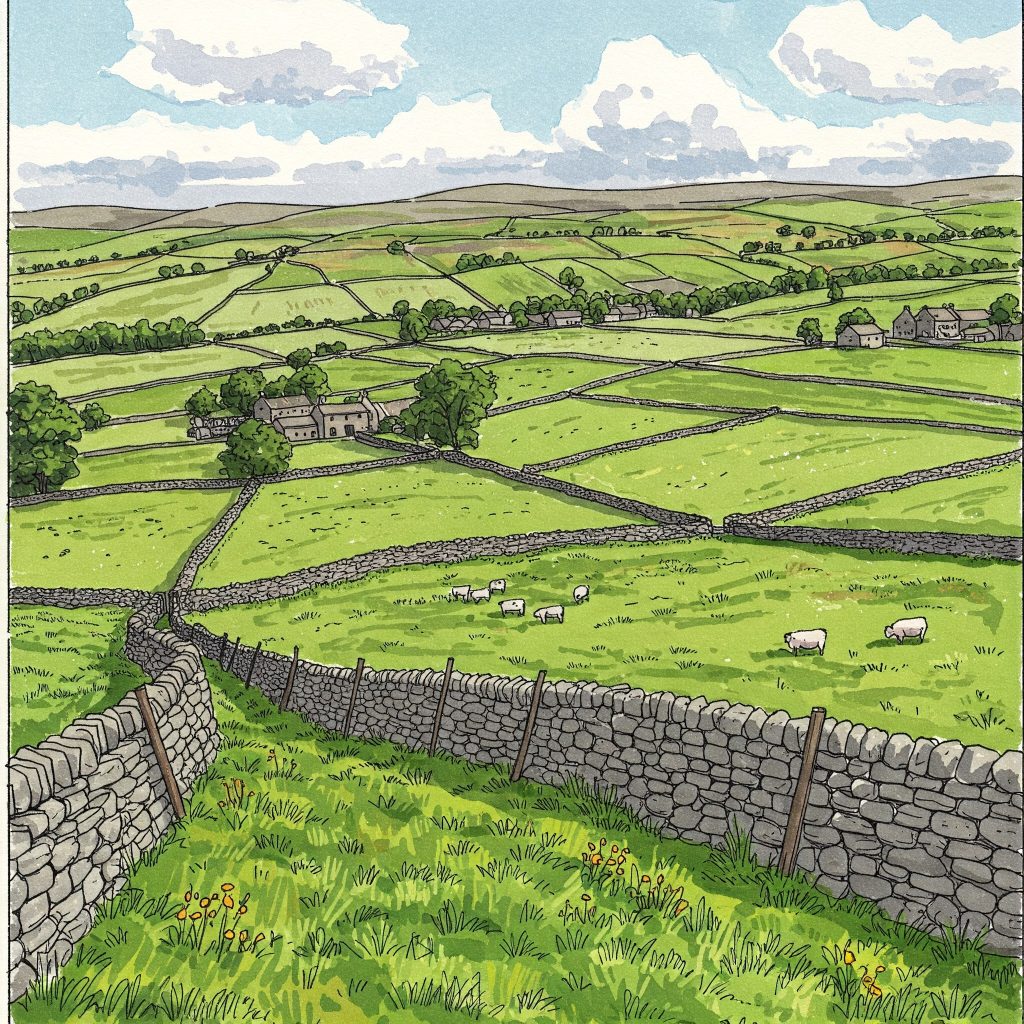 Những bức tường đá khô tại Yorkshire Dales
